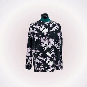 Athleta Black White and Pink Floral Print Sweater | Sz M